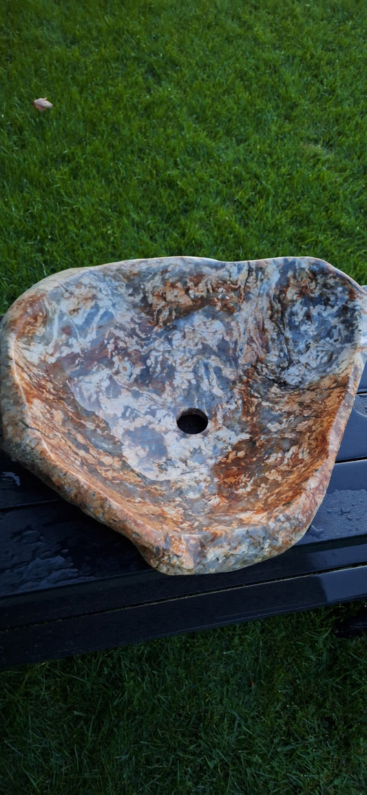 Lavoar din piatră de râu ,54x47x16 ,36kg,multicoloră