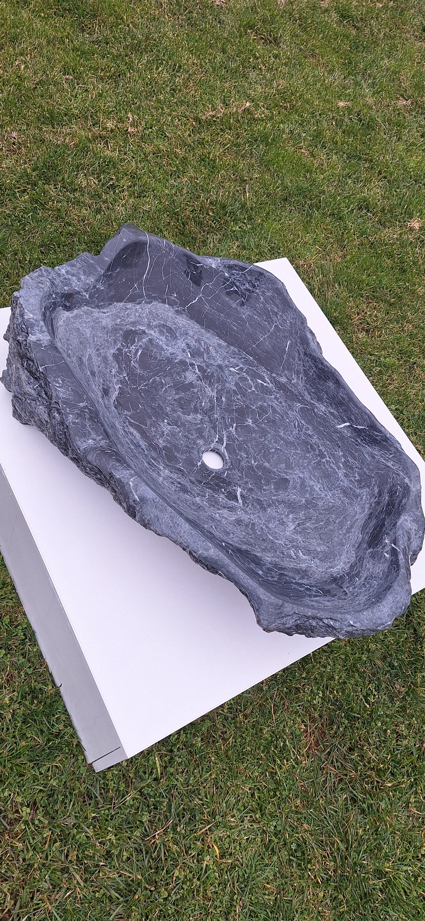 Lavoar Piatră Naturală 84x56x18,montaj pe blat,46kg,albastru/gri antracit