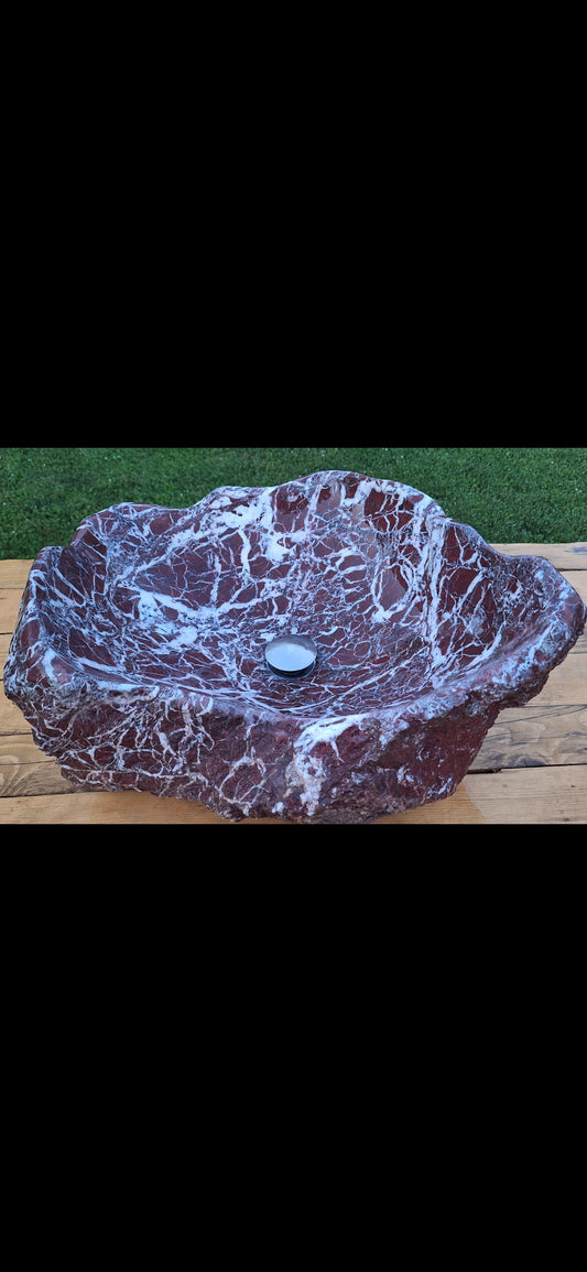 Lavoar Piatră Naturală (marmura rosie de Grecia)56×47×23 montaj pe blat,44 kg