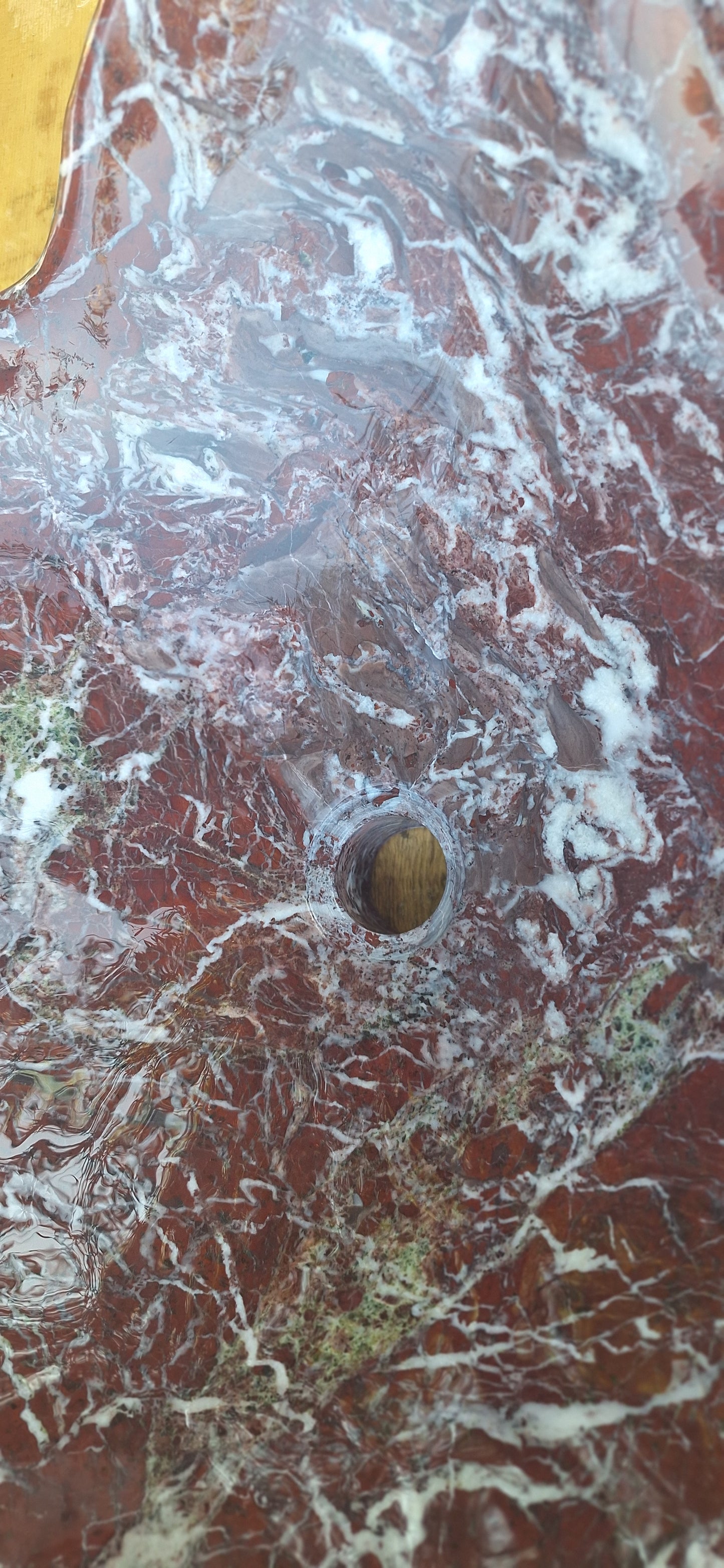Lavoar Piatră Naturală (marmura roșie de Grecia),59×48×22,39 kg montaj pe blat,vișiniu cu vineturi multicolore