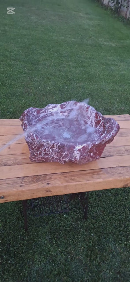 Lavoar Piatră Naturală (marmura rosie de Grecia)56×47×23 montaj pe blat,44 kg