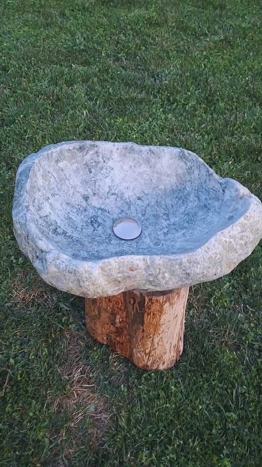 Lavoar din Piatră Naturală,albastru/gri,56x38x17,montaj pe blat, 28 kg