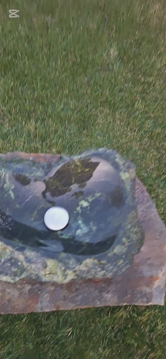 Lavoar Piatră Naturală,46×34×13,montaj pe blat, 14.3 kg, verde/negru,serpentinit