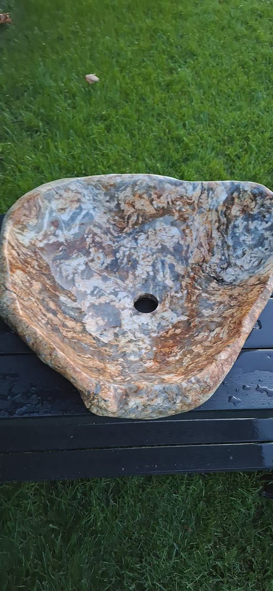 Lavoar din piatră de râu ,54x47x16 ,36kg,multicoloră