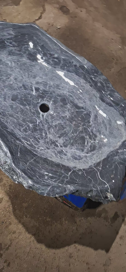 Lavoar Piatră Naturală 84x56x18,montaj pe blat,46kg,albastru/gri antracit