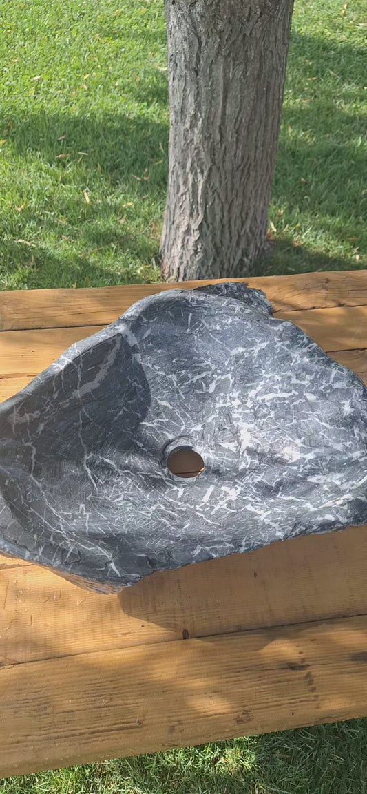 Lavoar din Piatră Naturală, 48×40×15,montaj pe blat,gri antracit,20 kg