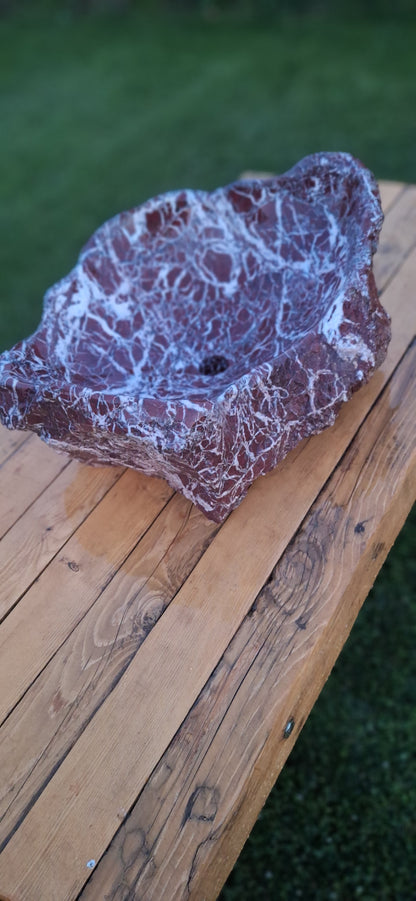 Lavoar Piatră Naturală (marmura rosie de Grecia)56×47×23 montaj pe blat,44 kg