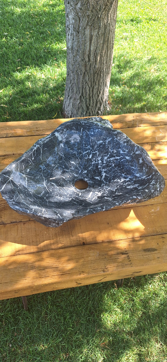 Lavoar din Piatră Naturală, 48×40×15,montaj pe blat,gri antracit,20 kg