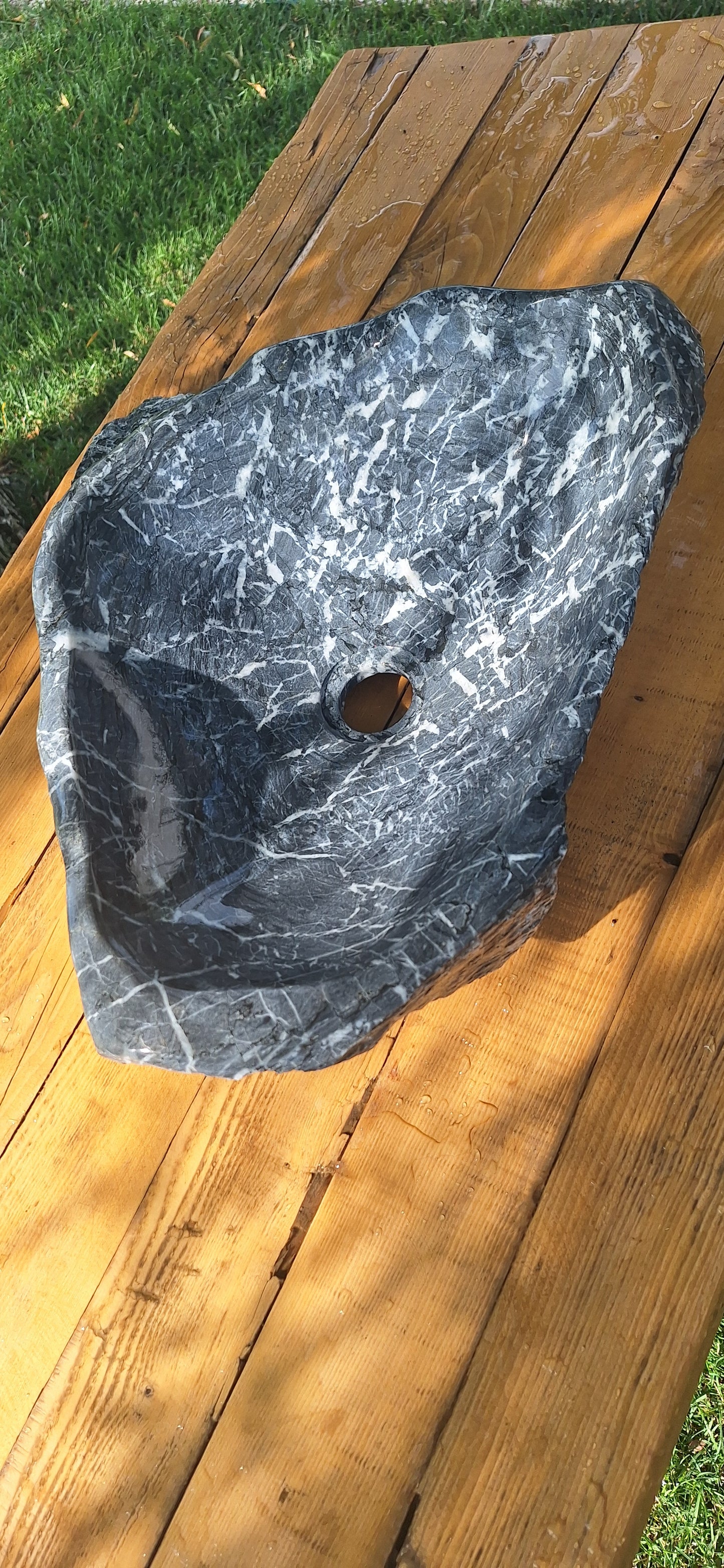 Lavoar din Piatră Naturală, 48×40×15,montaj pe blat,gri antracit,20 kg