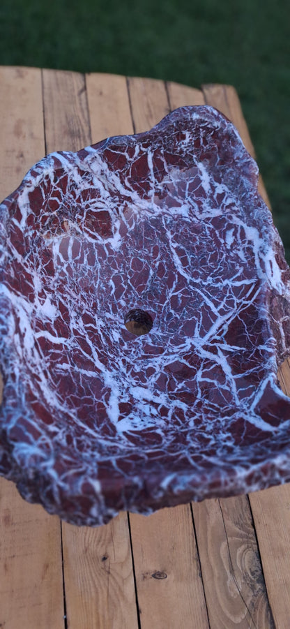 Lavoar Piatră Naturală (marmura rosie de Grecia)56×47×23 montaj pe blat,44 kg