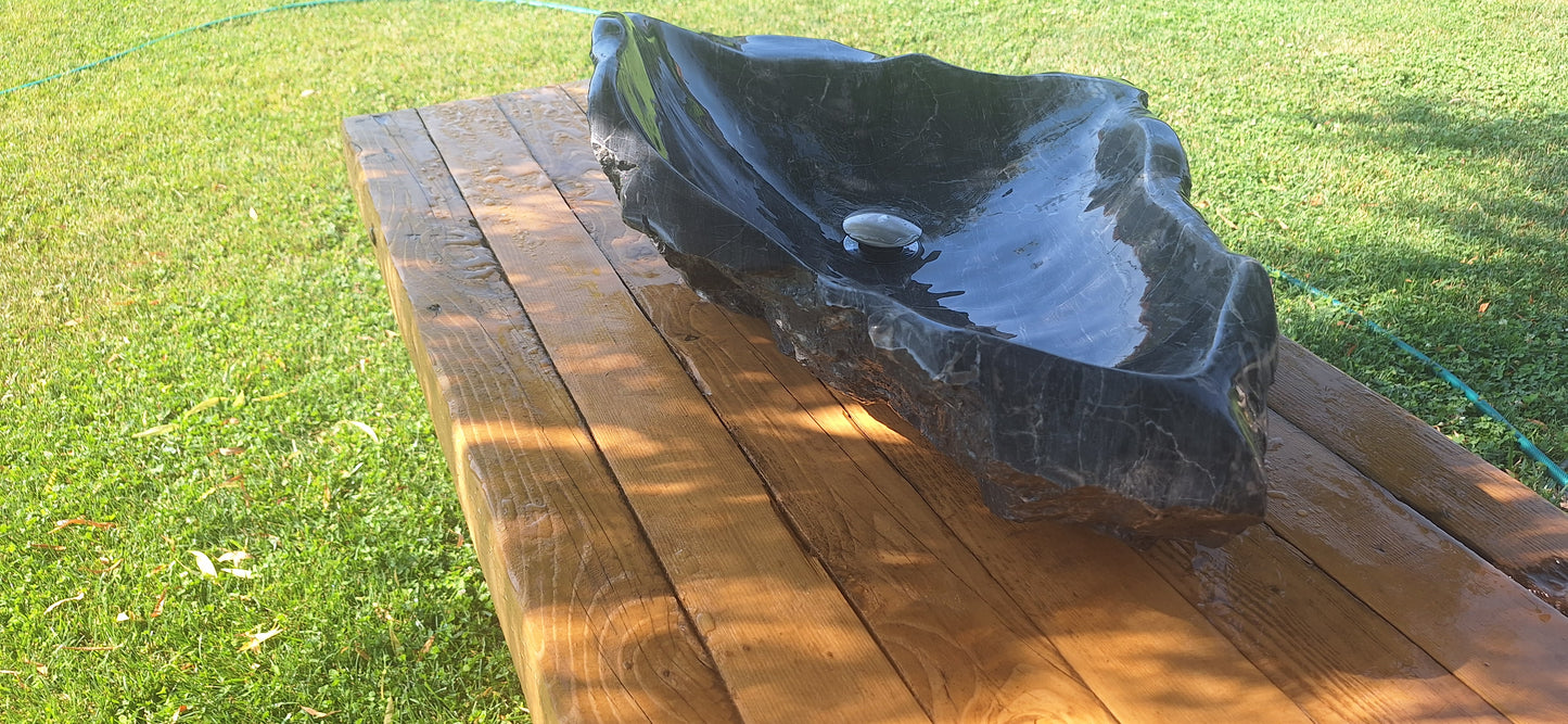Lavoar din Piatră Naturală,80×52×24,montaj pe blat, 39.5 kg,culoare gri antracit