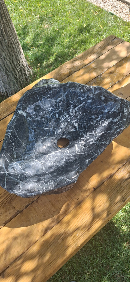 Lavoar din Piatră Naturală, 48×40×15,montaj pe blat,gri antracit,20 kg