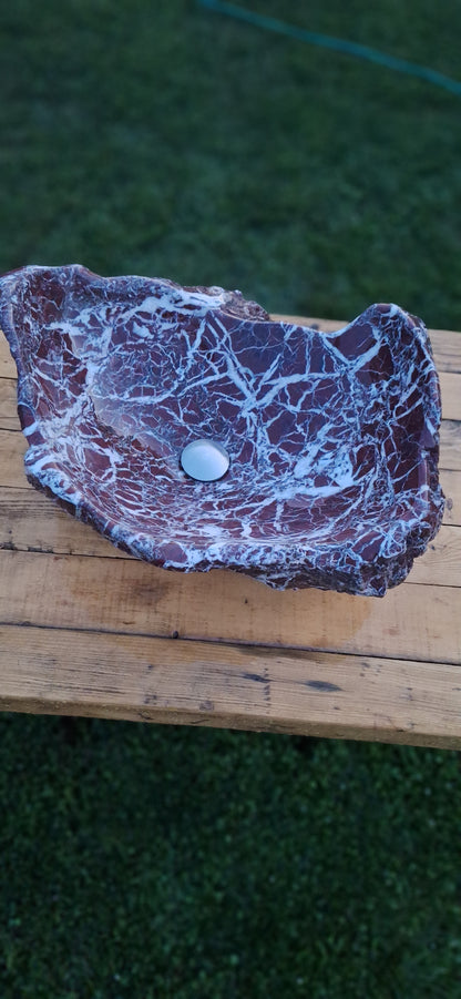 Lavoar Piatră Naturală (marmura rosie de Grecia)56×47×23 montaj pe blat,44 kg