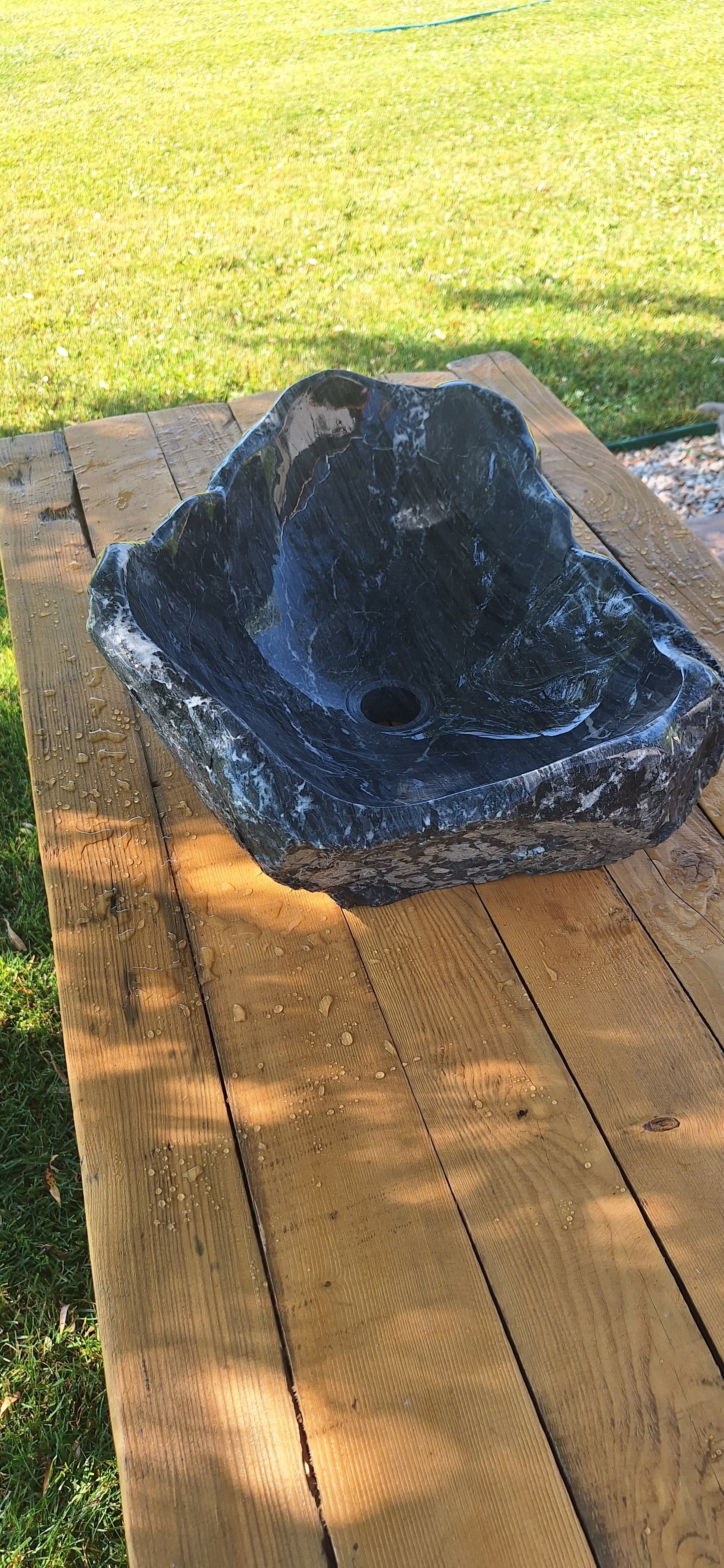 Lavoar din Piatră de râu,55×40×20,montaj pe blat,30 kg,gri antracit