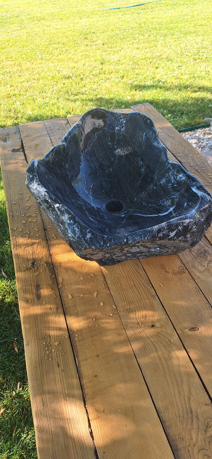 Lavoar din Piatră de râu,55×40×20,montaj pe blat,30 kg,gri antracit