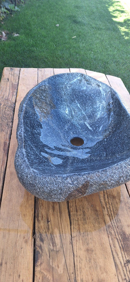 Lavoar din Piatră Naturală, 53×38×14,(L×l×h),19kg,montaj pe blat,culoare gri