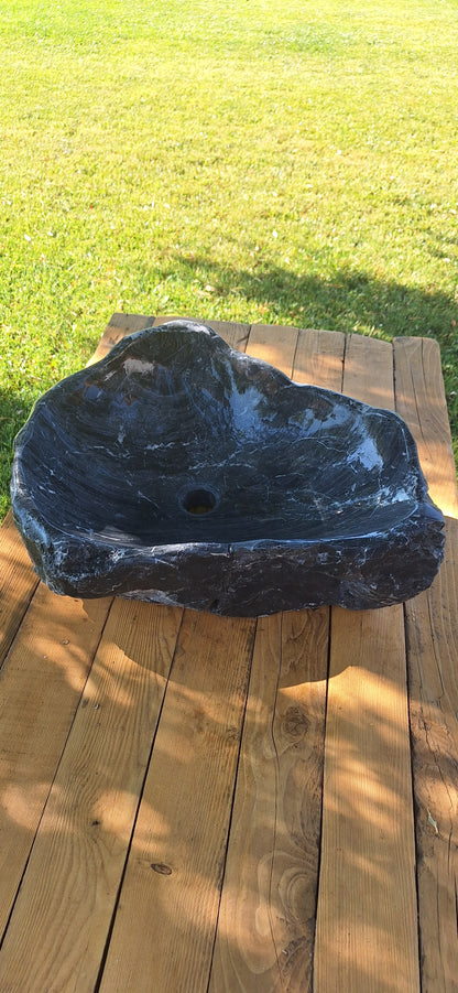 Lavoar din Piatră de râu,55×40×20,montaj pe blat,30 kg,gri antracit
