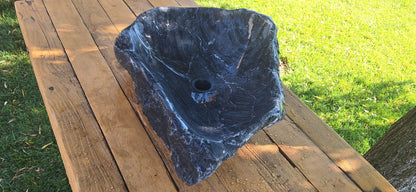 Lavoar din Piatră de râu,55×40×20,montaj pe blat,30 kg,gri antracit