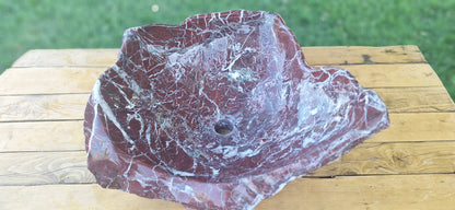 Lavoar Piatră Naturală (marmura roșie de Grecia),59×48×22,39 kg montaj pe blat,vișiniu cu vineturi multicolore