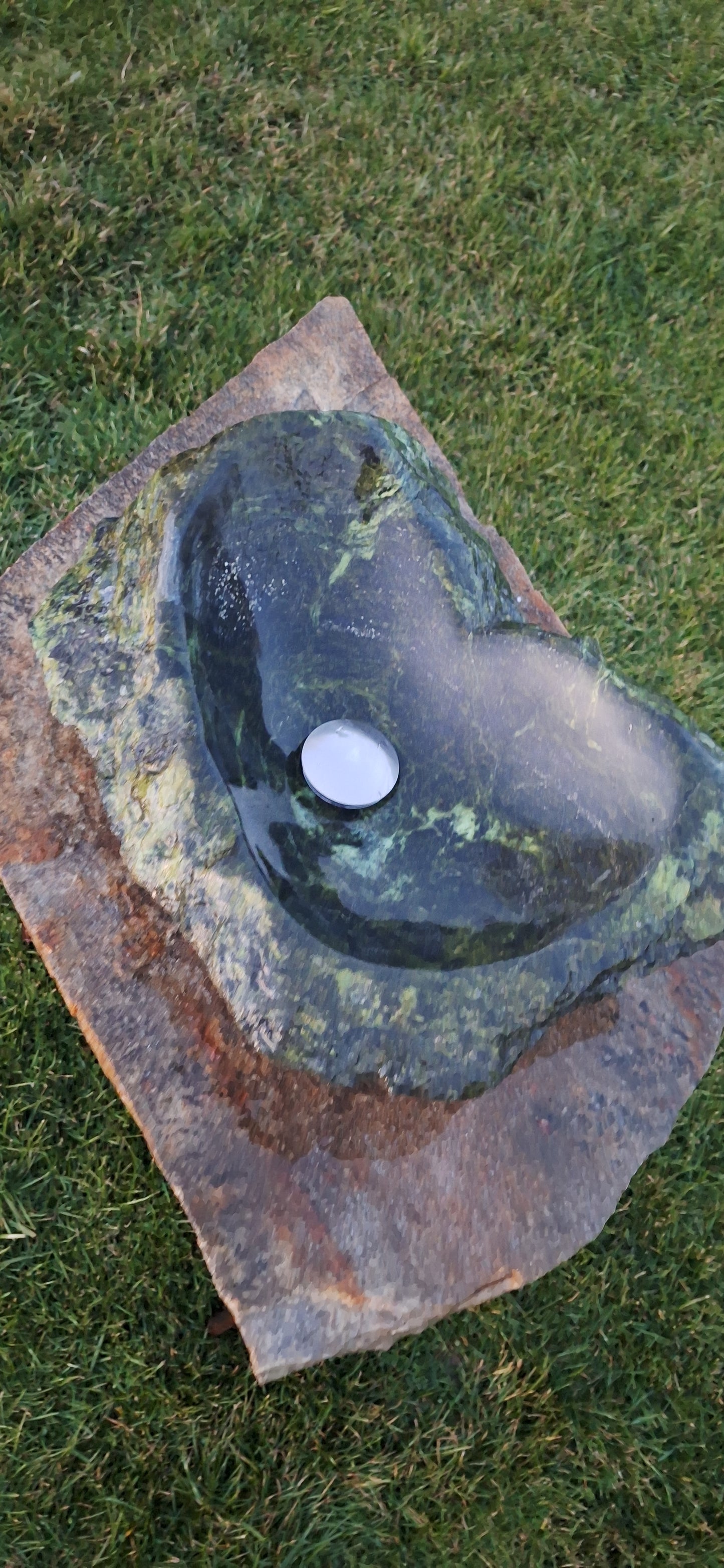 Lavoar Piatră Naturală,46×34×13,montaj pe blat, 14.3 kg, verde/negru,serpentinit