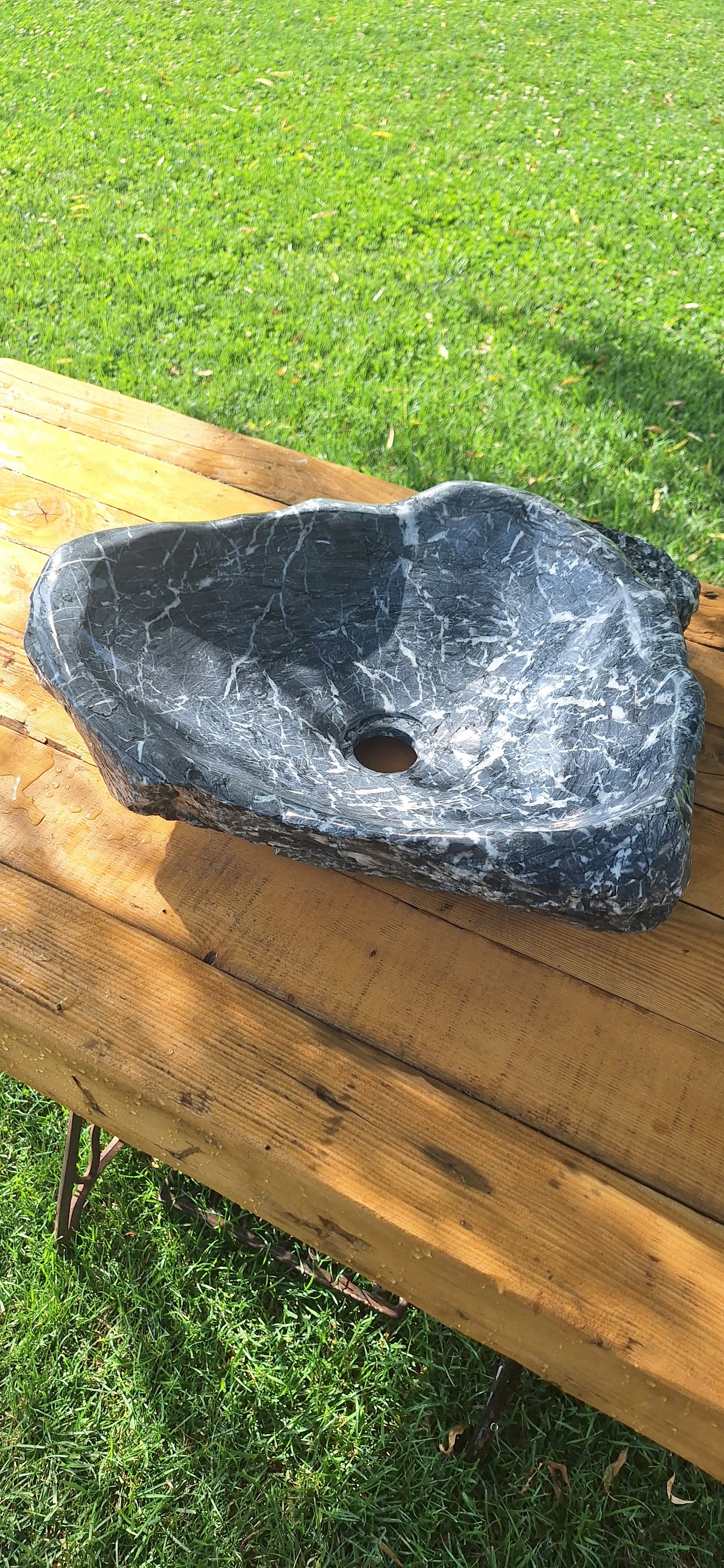 Lavoar din Piatră Naturală, 48×40×15,montaj pe blat,gri antracit,20 kg