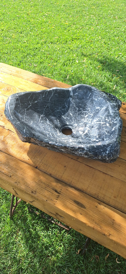 Lavoar din Piatră Naturală, 48×40×15,montaj pe blat,gri antracit,20 kg