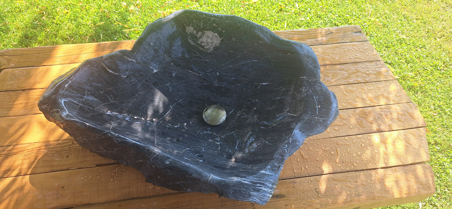 Lavoar din Piatră Naturală,80×52×24,montaj pe blat, 39.5 kg,culoare gri antracit