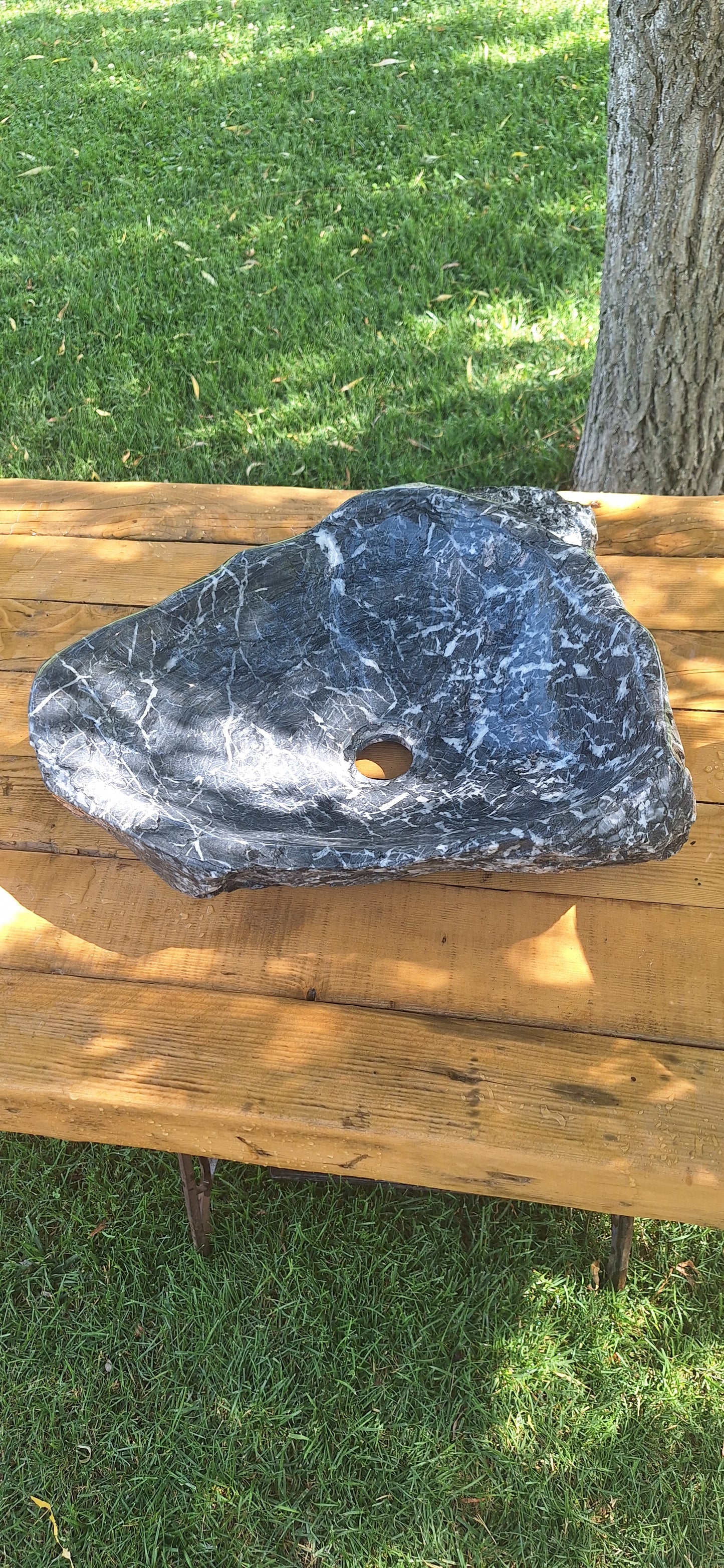 Lavoar din Piatră Naturală, 48×40×15,montaj pe blat,gri antracit,20 kg