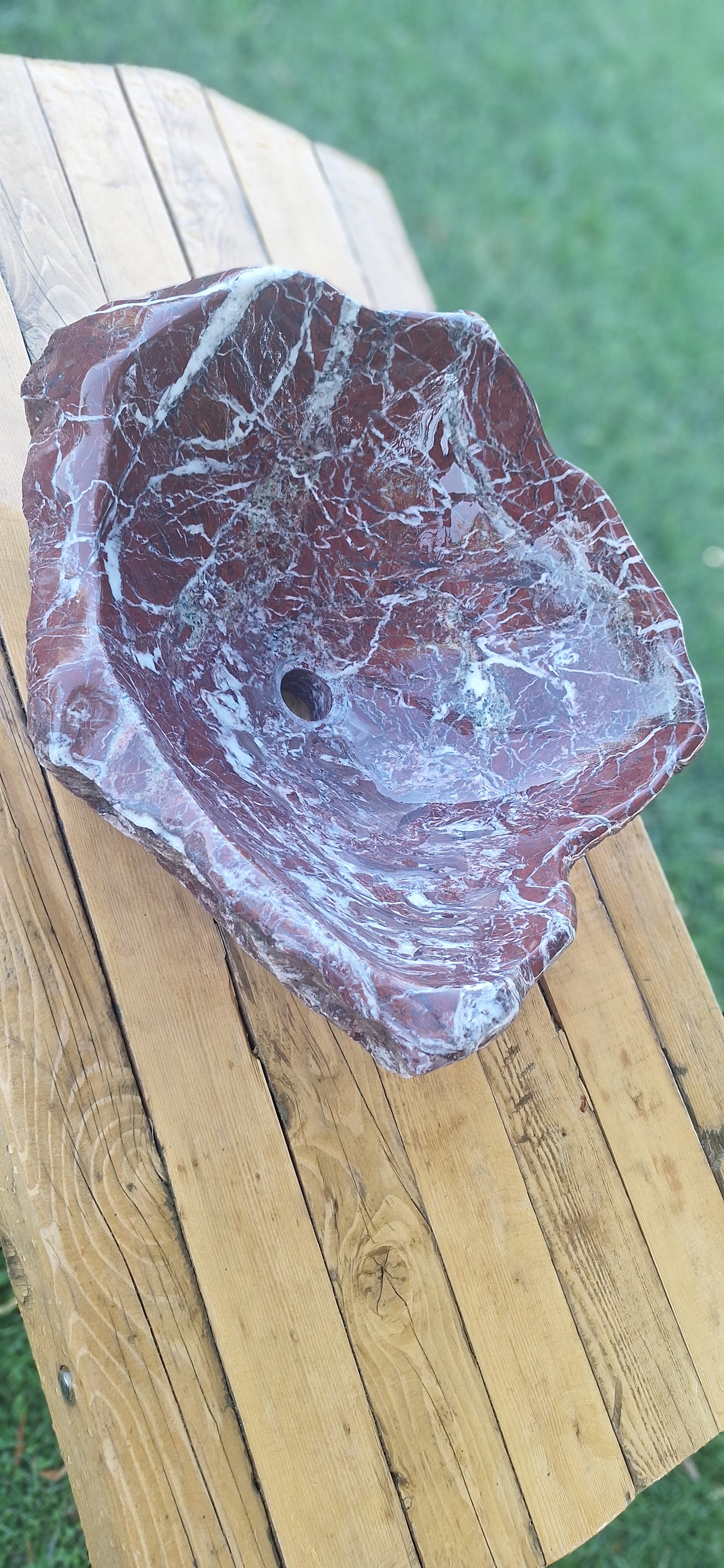 Lavoar Piatră Naturală (marmura roșie de Grecia),59×48×22,39 kg montaj pe blat,vișiniu cu vineturi multicolore
