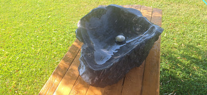 Lavoar din Piatră Naturală,80×52×24,montaj pe blat, 39.5 kg,culoare gri antracit