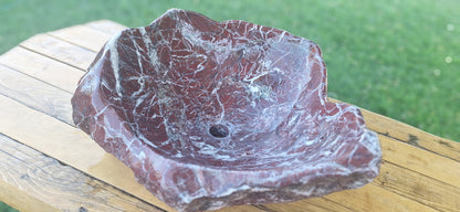 Lavoar Piatră Naturală (marmura roșie de Grecia),59×48×22,39 kg montaj pe blat,vișiniu cu vineturi multicolore