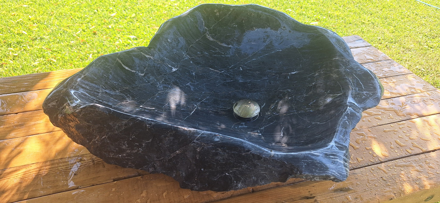 Lavoar din Piatră Naturală,80×52×24,montaj pe blat, 39.5 kg,culoare gri antracit