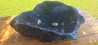 Lavoar din Piatră Naturală,80×52×24,montaj pe blat, 39.5 kg,culoare gri antracit