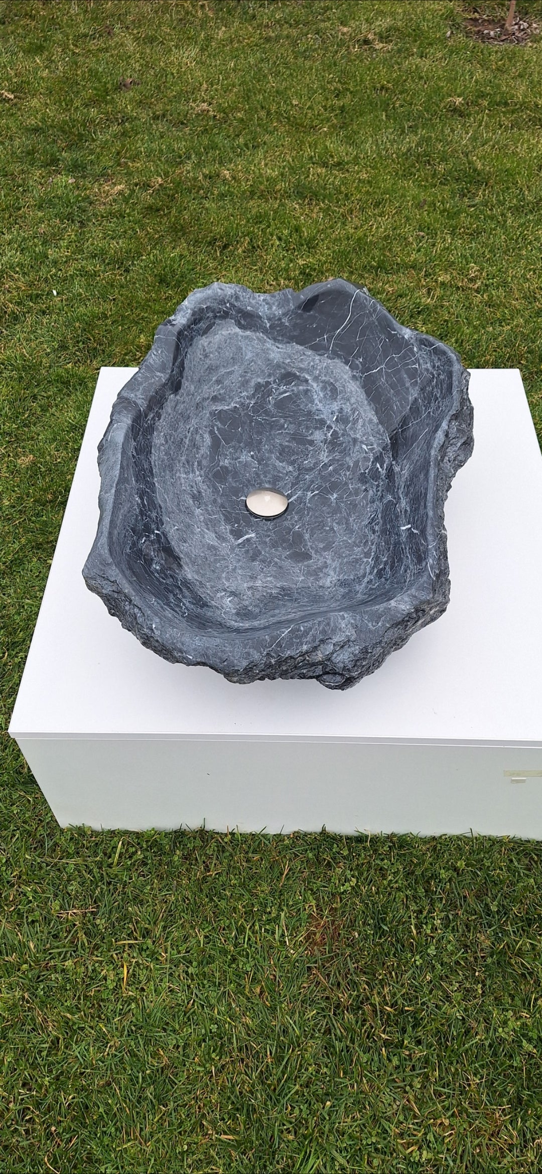 Lavoar Piatră Naturală 84x56x18,montaj pe blat,46kg,albastru/gri antracit