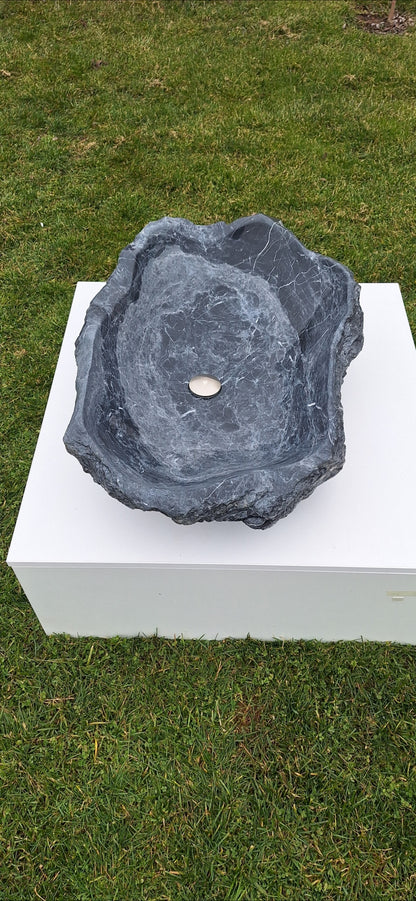 Lavoar Piatră Naturală 84x56x18,montaj pe blat,46kg,albastru/gri antracit