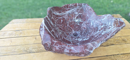 Lavoar Piatră Naturală (marmura roșie de Grecia),59×48×22,39 kg montaj pe blat,vișiniu cu vineturi multicolore