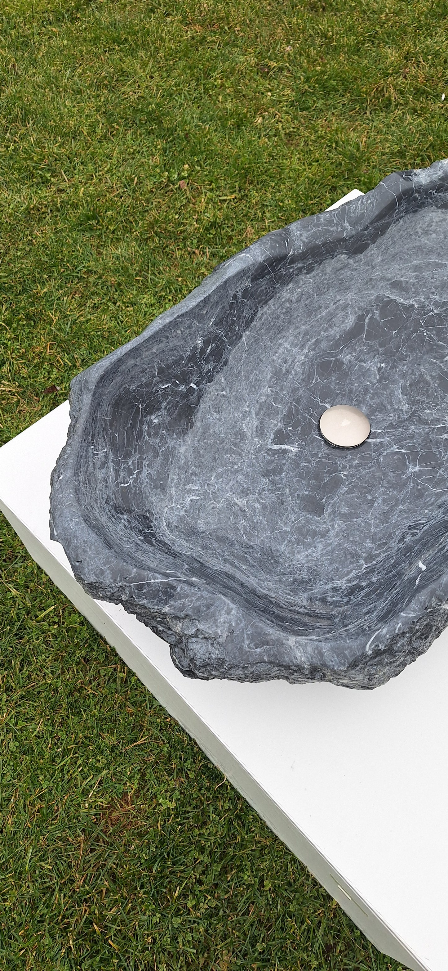 Lavoar Piatră Naturală 84x56x18,montaj pe blat,46kg,albastru/gri antracit