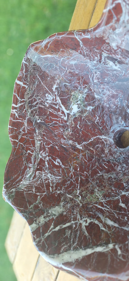Lavoar Piatră Naturală (marmura roșie de Grecia),59×48×22,39 kg montaj pe blat,vișiniu cu vineturi multicolore