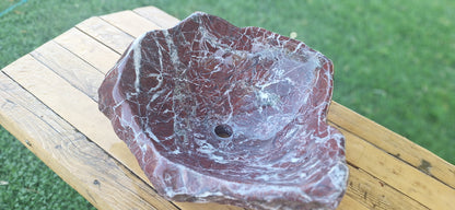Lavoar Piatră Naturală (marmura roșie de Grecia),59×48×22,39 kg montaj pe blat,vișiniu cu vineturi multicolore