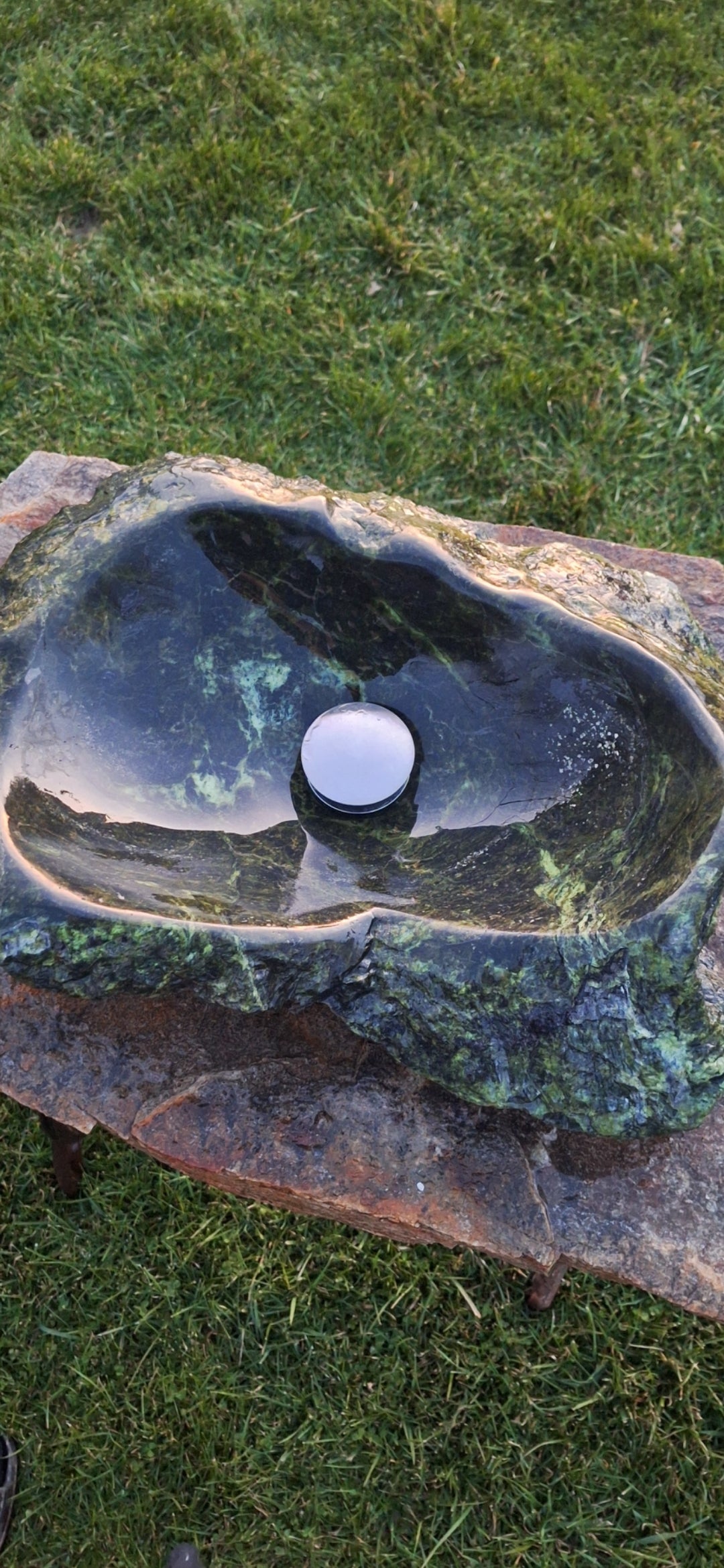 Lavoar Piatră Naturală,46×34×13,montaj pe blat, 14.3 kg, verde/negru,serpentinit