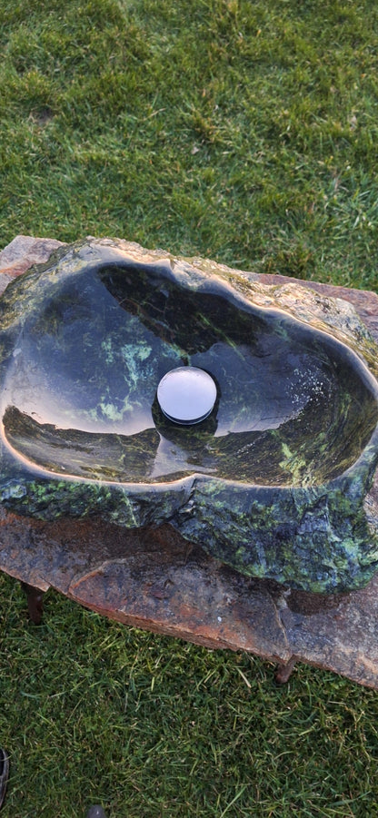 Lavoar Piatră Naturală,46×34×13,montaj pe blat, 14.3 kg, verde/negru,serpentinit